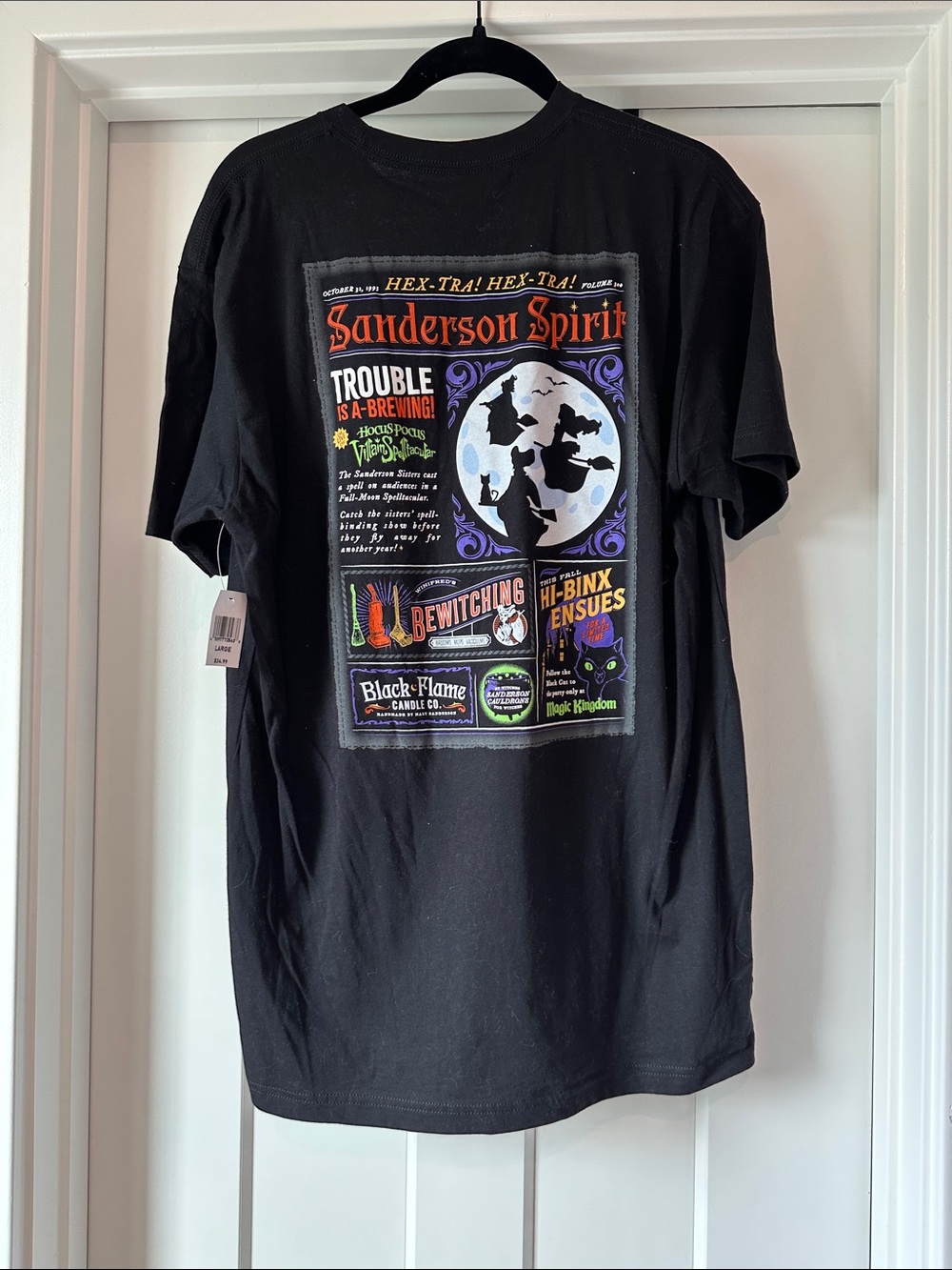 Disney Black Short Sleeve Tee with Small Green Chest Graphic